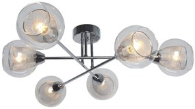 Lampa sufitowa, styl vintage - Fons 6 - chrom