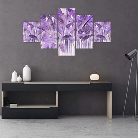 Obraz - Fioletowe liście w gipsie (125x70 cm)