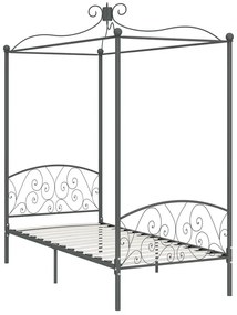 Szare metalowe łóżko z baldachimem 100x200 cm P8-A22
