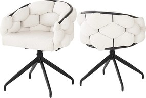 Zestaw 6 aksamitnych krzeseł obrotowych - nowoczesny styl mody - beż