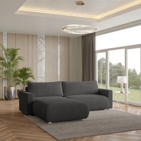 Masseno Narożnik TURIN z funkcją spania i pojemnikiem na pościel Narozniki L, Rozkładana sofa - Szary, NOW OR NEVER 92