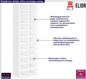 Wysoka szafa z półkami biały połysk Petit 3X