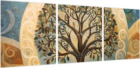 Obraz – Drzewo życia i spirale (z zegarem) (90x30 cm)