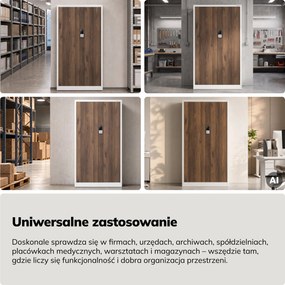 Szafa biurowa metalowa z zamkiem na szyfr biała/orzech, 900x1850x400 mm: DANIEL Eco Design