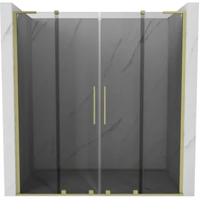 Mexen Velar L Duo drzwi prysznicowe rozsuwane 180 cm, grafit, złote szczotkowane - 871-180-003-42-55
