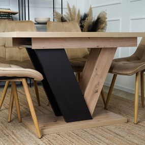 Stół Prostokątny Rozkładany CLARK 120-160 cm Dąb Artisan/Czarny Nowoczesny Loft