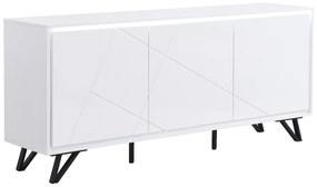 Komoda 3-drzwiowa z oświetleniem LED z MDF-u – Biały lakierowany – SALIANO