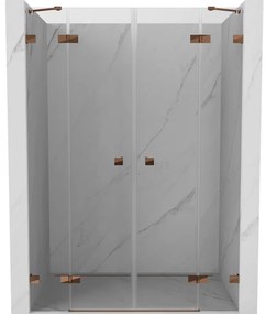 Mexen Lunar Duo drzwi prysznicowe uchylne 150 cm, transparent, różowe złoto - 834D-150-000-60-00
