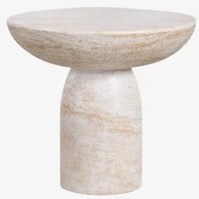 Stolik Pomocniczy Ogrodowy Okrągły Ø50 Cm Z Cementu Zenadia Look Travertino - Sklum