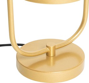 Lampa stołowa art deco złota z białym szkłem - Isabella