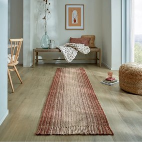 Czerwony dwustronny chodnik z mieszanki juty tkany ręcznie 60x230 cm Jute Ombre Red – Flair Rugs