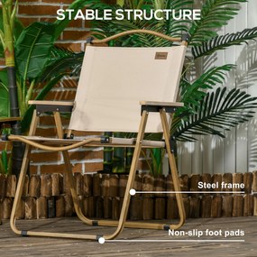 Outsunny Krzesła Campingowe, 2 sztuki, Składane, Stal w wykończeniu drewna, Khaki