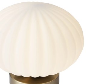 Designerska lampa stołowa mosiężna ze szkłem opalowym - MochiDesignerski Oswietlenie wewnetrzne