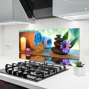 Panel Szklany Atmosfera Spa: Świece i Kwiaty