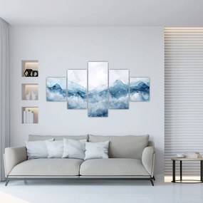 Obraz - Chmury i fale, akwarela (125x70 cm)