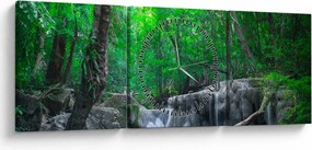 Obraz - Wodospad Erawan, Kanchanaburi, Tajlandia (z zegarem) (90x30 cm)