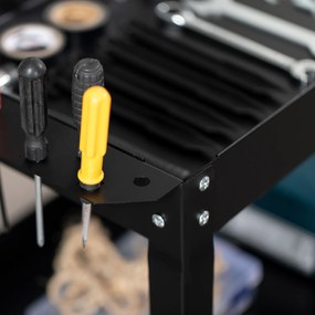 DURHAND Wózek narzędziowy na 3 poziomy, 4 koła, stal, 83Szer x 35,3Gł x 76Wys cm, Czarny