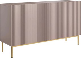 Komoda Nicole 150 cm trzydrzwiowa - antyczny róż / złote nóżki