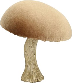 Dekoracja Velvet Mushroom 17 cm caramel