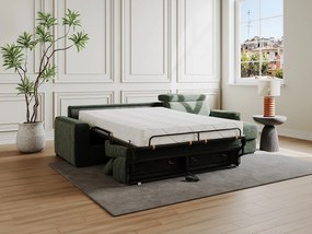 Kanapa narożna dwustronna rozkładana typu express z zielonego sztruksu - Miejsce do spania 160 cm - Materac 22 cm - VIZIR