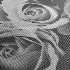 Obraz - Róża, czarno - biały (z zegarem) (90x30 cm)