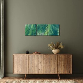 Obraz - Malowane drzewa iglaste (z zegarem) (90x30 cm)