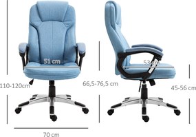 Vinsetto Krzesło biurowe z regulacją wysokości krzesło komputerowe krzesło obrotowe funkcja przechylania jasnoniebieska tkanina