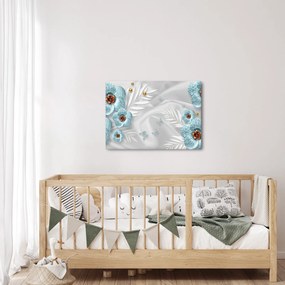 Obraz - 3D niebieskie kwiaty (70x50 cm)