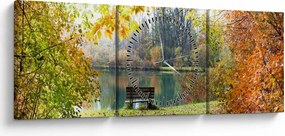 Obraz stawu (z zegarem) (90x30 cm)