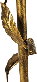 Lampa stojąca w stylu vintage, złoto antyczne z zielonym abażurem - Linden