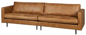 Brązowa sofa ze skóry z recyklingu BePureHome Rodeo, 277 cm