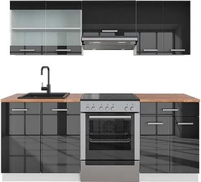 Aneks kuchenny antracytowy wysoki połysk/biały 200x60x81.6 r-line