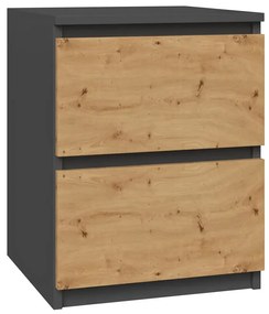 Minimalistyczna szafka nocna antracyt + dąb artisan - Lanilo 6X