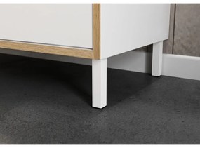 Biała wysoka/wąska szafka łazienkowa 39x195 cm Topeka – Germania
