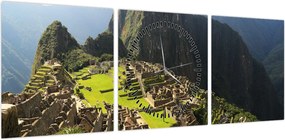Obraz - Machu Picchu (z zegarem) (90x30 cm)