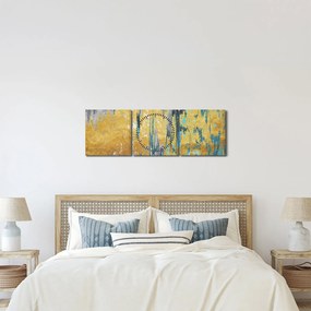Obraz - Złoty wzór (z zegarem) (90x30 cm)