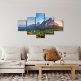 Obraz tęczy nad skałami (125x70 cm)