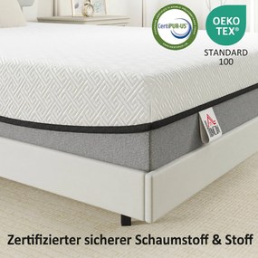HOMCOM Materac 140x200cm H3 średnio-twardy, wys. 20 cm, ergonomiczny, oddychający z pianki memory z żelem, OEKO-TEX &amp; CertiPUR-US | Aosom PL