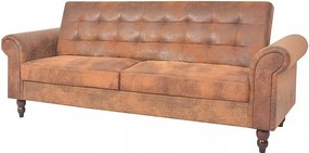 Rozkładana pikowana brązowa sofa L7-F47