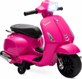 AIYAPLAY Elektryczny Motocykl Dziecięcy Vespa 6V z Bocznymi Kółkami, Reflektorami i Klaksonem, Różowy, 71 x 37 x 52 cm, Dla Dzieci 2-6 Lat | Aosom PL