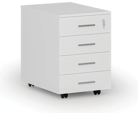 Kontenerek biurowy mobilny SEGMENT, 4 szuflady, biały