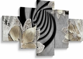 Obraz - 3D złote kwiaty (125x70 cm)