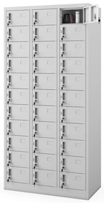 Skrytkowa szafa socjalna BHP depozytowa OLIVER, 900 x 1850 x 450 mm, szara