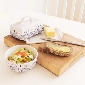 Biało-fioletowa porcelanowa miska na zupę 500 ml Louka – Orion