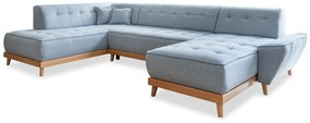 Jasnoniebieska rozkładana sofa w kształcie litery "U" Miuform Dazzling Daisy, lewostronna