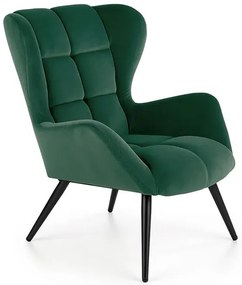 Zielony welurowy fotel uszak D6-F50