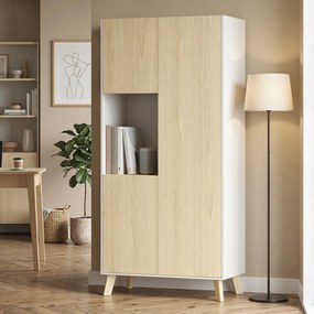 HOMCOM Szafka kuchenna 170 cm, nowoczesna szafa z otwartą półką, regulowane półki, wygląd drewna naturalnego | Aosom PL