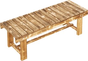 Outsunny Ławka Ogrodowa Rustykalna dla 2 Osób Lite Drewno Brązowa 110x38x35cm | Aosom PL