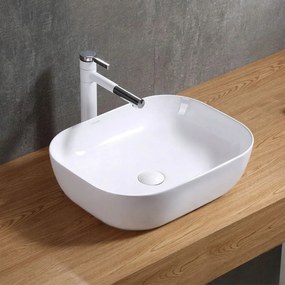 Umywalka nablatowa prostokątna ceramiczna stawiana na blat biała 41x31 cm