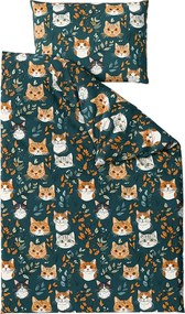 PrzytulneMieszkanie.pl PrzytulneMieszkanie.pl Bawełniana pościel CATTAMI POLY ciemnozielona Rozmiar pościeli: 70 x 90 cm | 140 x 200 cm